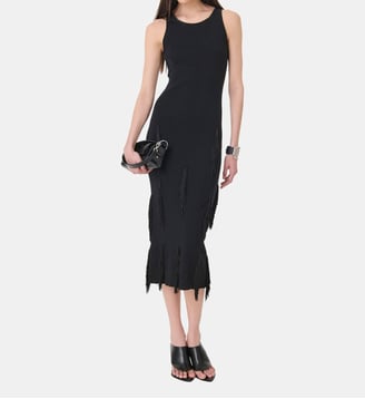 Robe mi-longue Fleur à franges - Iro - Noir