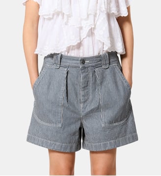 Short rayé en coton Eveja - Isabel Marant - Bleu et blanc