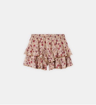 Short à volants imprimé Jocadia - Isabel Marant - Rouge et écru