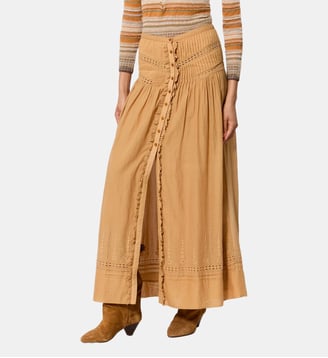 Jupe longue boutonnée Loraine brodée - Isabel Marant - Caramel