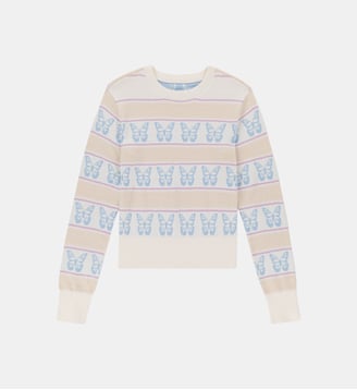 Pull intarsia motif papillon - Abercrombie Kids - Beige et bleu