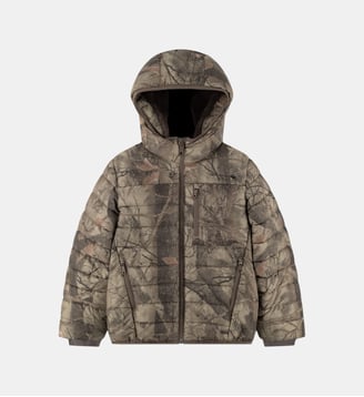 Doudoune courte zippé imprimé forêt  - Abercrombie Kids - Kaki moyen