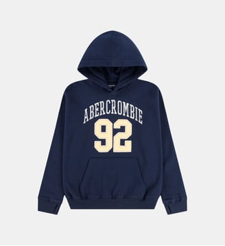 Hoodie polaire capuche signature 92 - Abercrombie Kids - Bleu marine