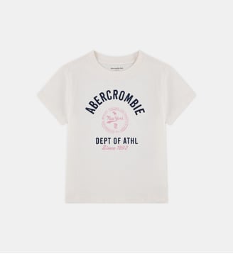 T-shirt droit signature - Abercrombie Kids - Blanc