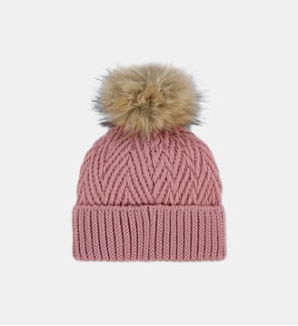 Bonnet en maille à pompon - Abercrombie Kids - Vieux rose