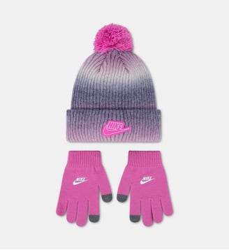 Bonnet dégradé à pompon et gants - Nike - Rose