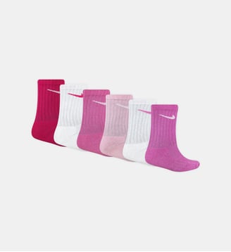 Lot de 6 paires de chaussettes swoosh - Nike - Rose et blanc