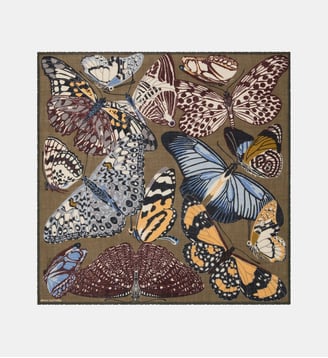 Carré Papillons en laine - Inoui Editions - Kaki