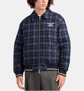 Blouson tartan flanelle laine - Drôle De Monsieur - Bleu marine