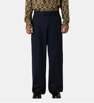Pantalon ample fluide coton stretch - Drôle De Monsieur - Bleu marine
