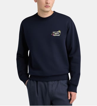 Polo Mirror Vine Embroidered Slogan coton - Drôle De Monsieur - Bleu marine