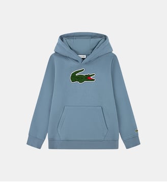 Hoodie droit coton polaire crocodile - Lacoste - Bleu