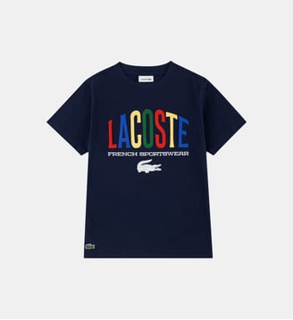T-shirt droit coton signature crocodile - Lacoste - Marine