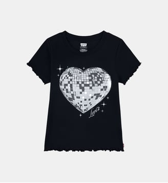 T-shirt droit côtelé cœur façon boule disco - Levi's Kids - Noir