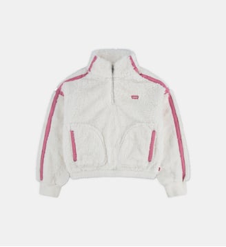 Pull ample effet fourrure col montant zippé - Levi's Kids - Blanc et rose