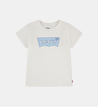T-shirt droit coton mélangé logo signature - Levi's Kids - Blanc et bleu