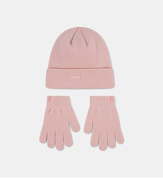 Coffret bonnet et gant en maille - Levi's Kids - Rose clair