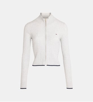 Gilet zippé câble - Tommy Hilfiger - Gris clair