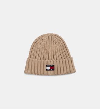 Bonnet en coton à revers siglé - Tommy Hilfiger - Beige