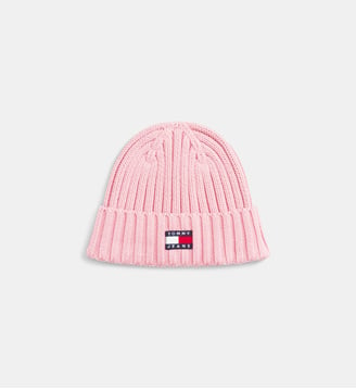 Bonnet en coton à revers siglé - Tommy Hilfiger - Rose