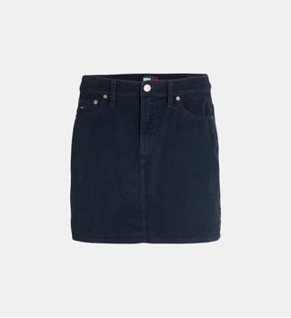 Mini jupe courte velours milleraies - Tommy Hilfiger - Bleu marine
