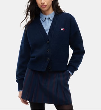 Cardigan Fluffy Badge - Tommy Hilfiger - Bleu marine