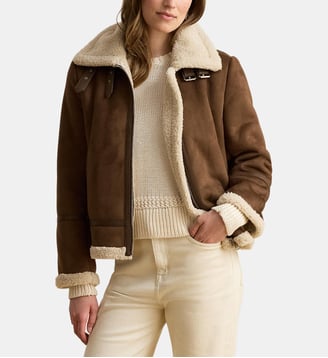 Veste à boucles en daim vegan - Lauren Ralph Lauren - Camel