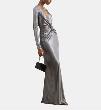 Robe longue ajustée col V - Lauren Ralph Lauren - Argent