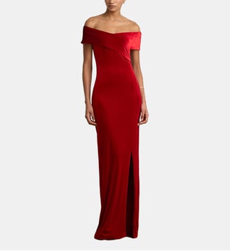 Robe longue ajustée manches courtes - Lauren Ralph Lauren - Rouge