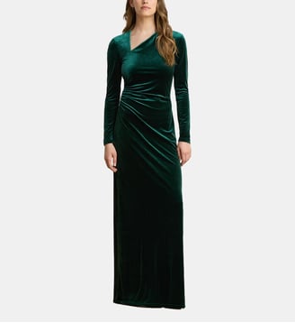 Robe longue ajustée col asymétrique - Lauren Ralph Lauren - Vert foncé