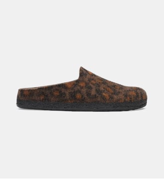 Chaussons Amsterdam en laine et fourrure motif léopard - Birkenstock - Léopard