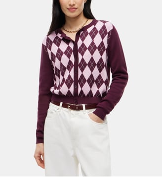 Cardigan coton - Tommy Hilfiger - Bordeaux et rose