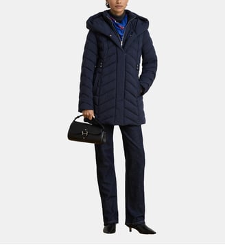 Veste à capuche matelassée col entonnoir - Lauren Ralph Lauren - Bleu marine