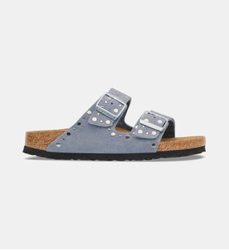 Mules Arizona Leve en cuir velours rivets - Birkenstock - Stone blue
