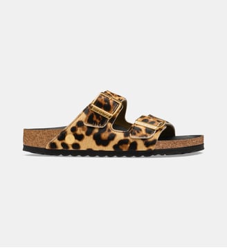 Mules Arizona motif léopard en cuir et fourrure - Birkenstock - Leopard print