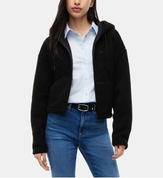 Sweat à capuche zippé Teddy - Tommy Hilfiger - Noir