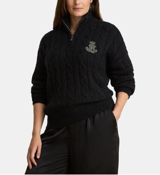 Pull à col camionneur zippé - Lauren Ralph Lauren - Black