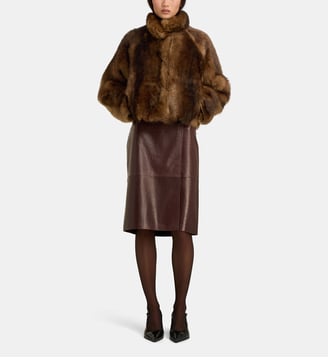 Manteau court Cameron - Nour Hammour - Marron clair et marron foncé