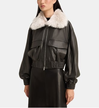 Blouson aviateur Ellery cuir - Nour Hammour - Noir