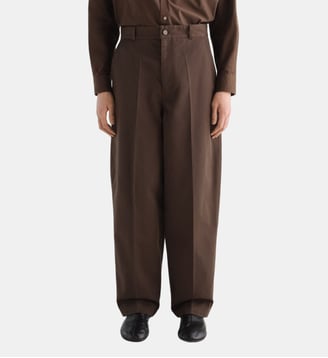 Pantalon Barrel en twill de coton - Lemaire - Marron