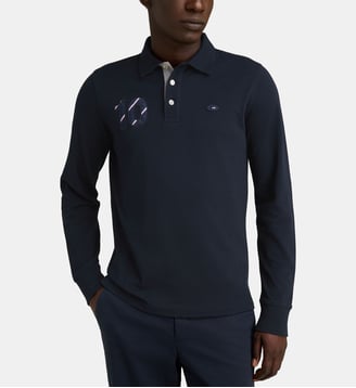 Polo Pontacq à manches longues - Eden Park - Bleu foncé