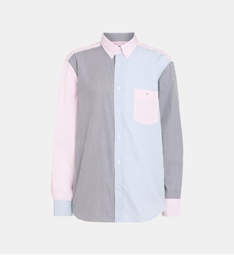 Chemise droite Precision - Eden Park - Bleu marine et rose