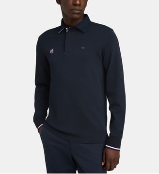 Polo Mahajanga à manches longues - Eden Park - Bleu foncé
