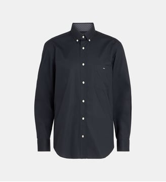 Chemise Regular Snipe à col italien - Eden Park - Bleu foncé