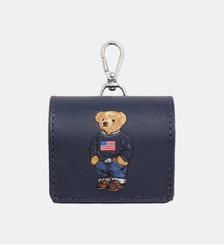 Porte-clés Airpod signature en cuir - Polo Ralph Lauren - Bleu marine
