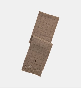 Echarpe à carreaux en laine mélangée signature - Polo Ralph Lauren - Taupe