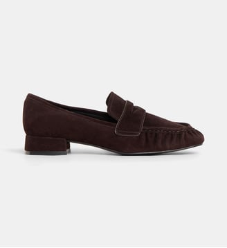 Mocassins Lyra à bout carré cuir suède - Bibi Lou - Dark brown