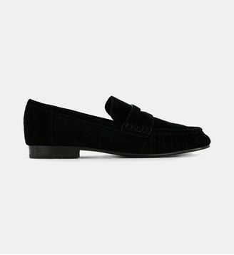 Mocassins Lyra à bout carré cuir suède - Bibi Lou - Noir