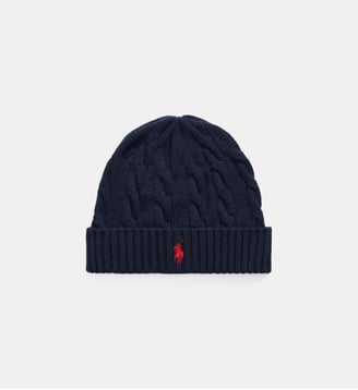 Bonnet en laine et cachemire torsadés - Polo Ralph Lauren - Bleu marine