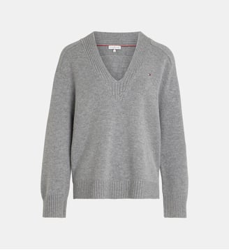 Pull col V Soft laine - Tommy Hilfiger - Gris